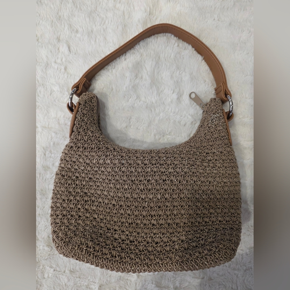 Women's Kim Rogers Crochet Mini Handbag Tan W/Matching Coin Purse